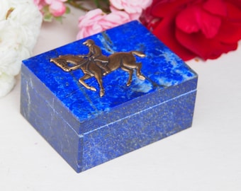 Extravagant bleu Royal boîte lapis-lazuli véritable bijoux boîte coffret boîte boîte-pilule boîte à bijoux avec laiton sautant Nr-18/11