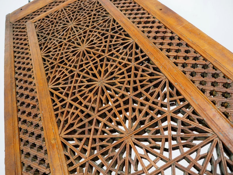 Antique islamic vintage carved wooden wall decoration window mashrabiya Screen Afghanistan Pakistan No:20AFG