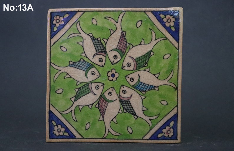 vintage seltener handgefertigt islamische orientalische Glasierte Ton Fliesen Töpfer Fliesen Keramik Fliese kacheln Bodenfliesen Wandfliesen 13A