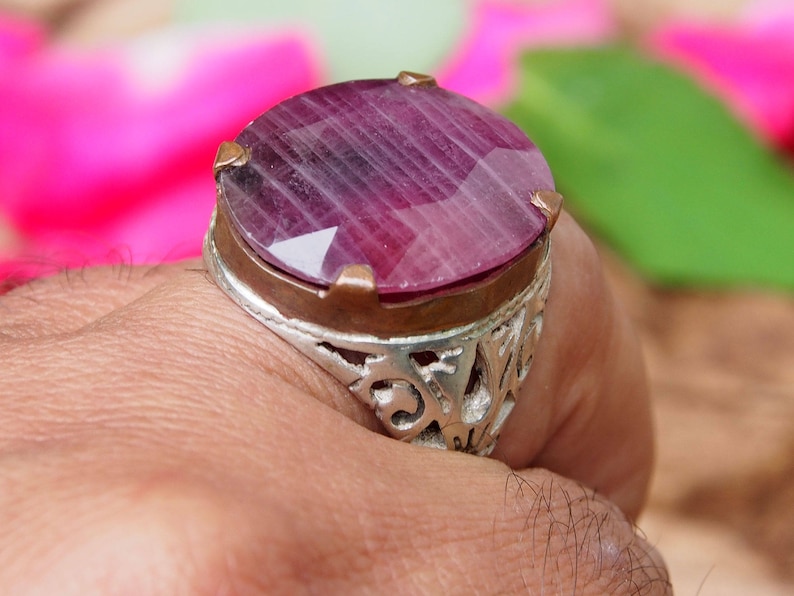 antique handmade Silver ruby stone statement ring from Afghanistan No:WL-471