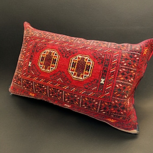 rare Hand knotted Turkmen wedding carpet cushion orient nomad rug seat Bohemian Afghanistan pillow  BS/1