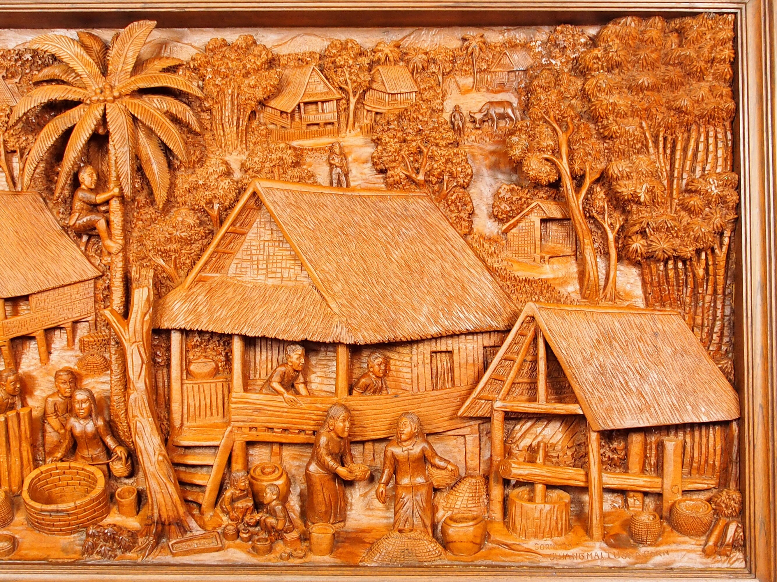 Bass-relief Ramayana 3d Hand Carved Teak Wood Wall Art From