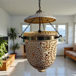 große Orient Kolonial Bell Jar Glas Decken Hängelampe lampe Mosaik Nr-9