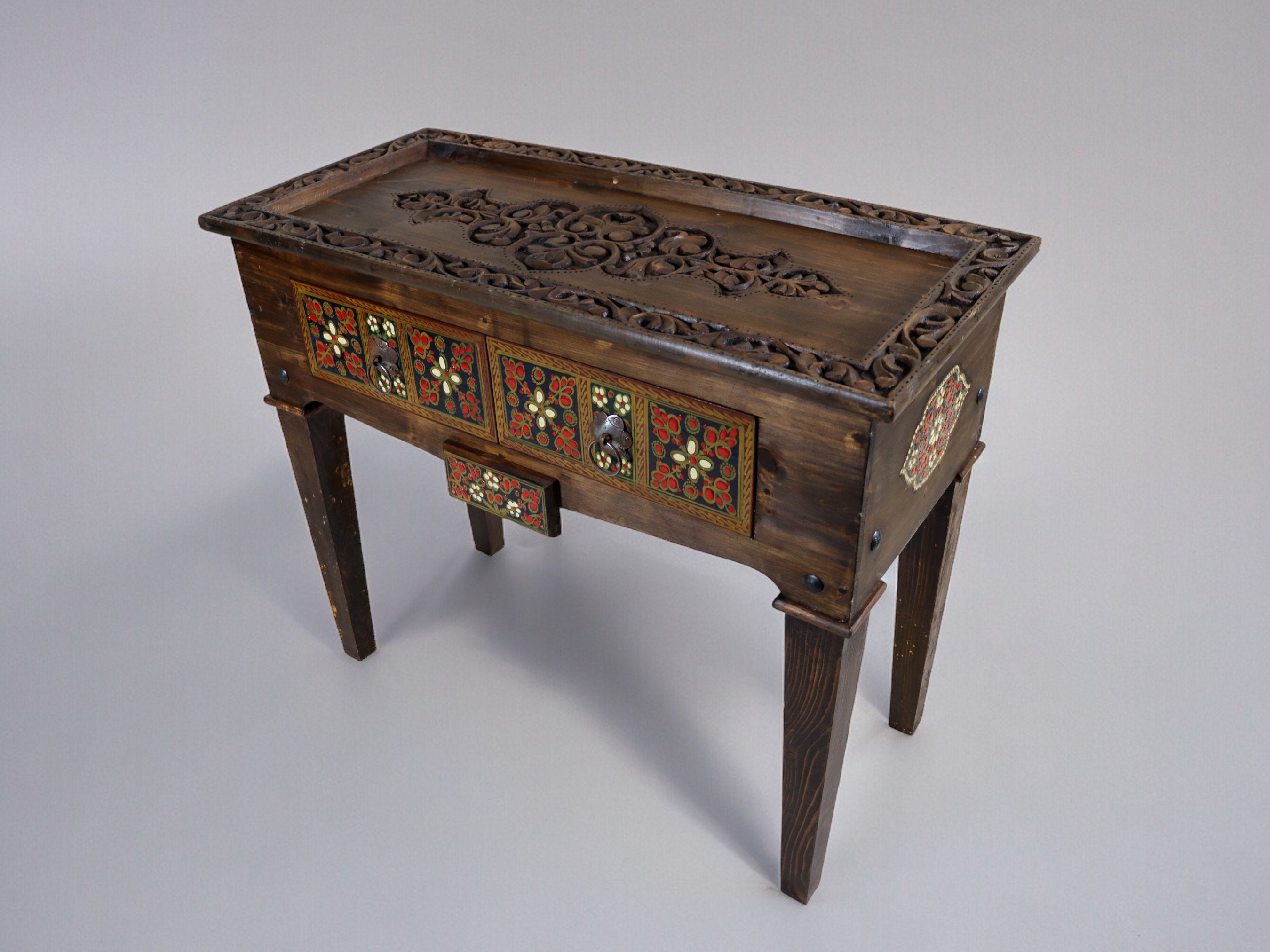Table de couloir asiatique table d'appoint console noire feng shui