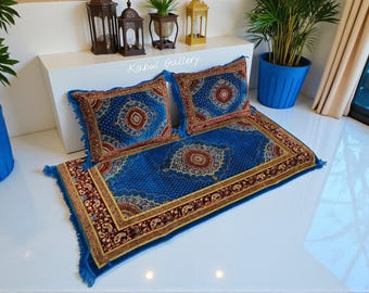 Set of 3 Pcs  1x floor cushion+2x cushions orient Afghan nomad pillow rug seat floor cushion 1001-night Seating majlis Toshak توشک   TR-RT