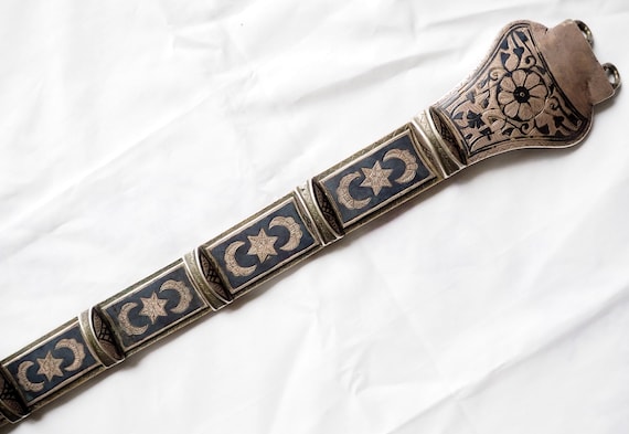 19th Century Armenian Antique Niello Silver Leath… - image 4