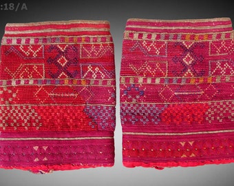 a pair of antique Woman’s Silk embroidered islamic Cuffs Eastern Afghanistan Paktya Mangal Waziristan valley slate 19th century No:18/A