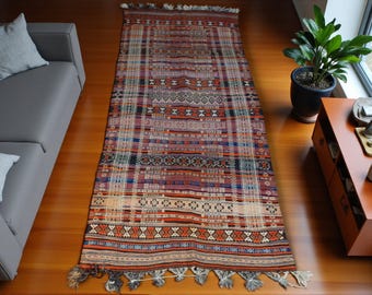 300x132 cm (118,1" x 51,9" inch) antique tribal Nomadic Baluch nomads belotsch sumakh Balouch Vintage Kilim rug from Afghanistan No-19/PK-14
