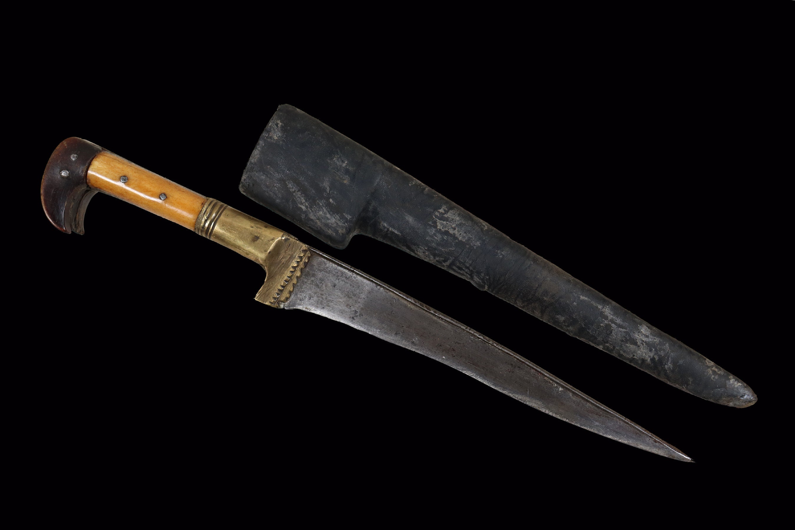 Antique Original Afghan Khyber Waziri knife dagger pesh kabz , karud, choora, pesh kabz 19th to 20th century, T shaped blade, No: MS23/ A115
