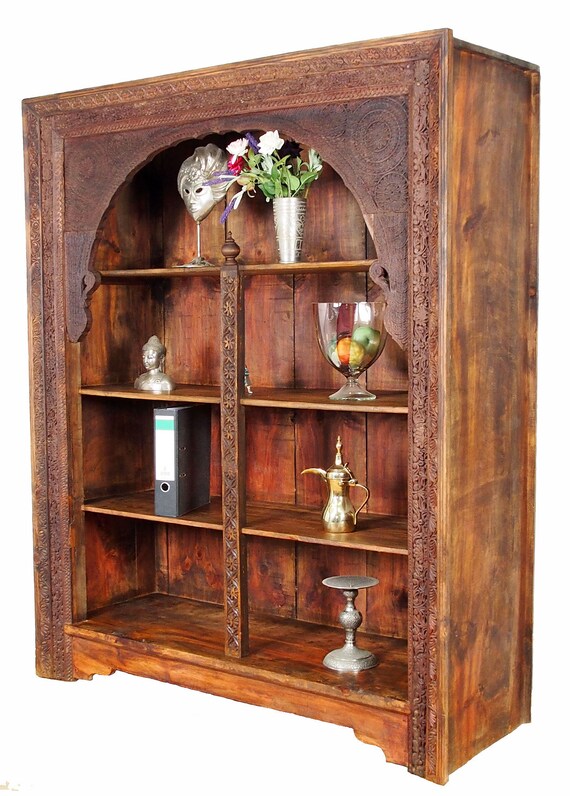 Antique Hand Carved Orient Vintage Wooden Cupboard Cabinet