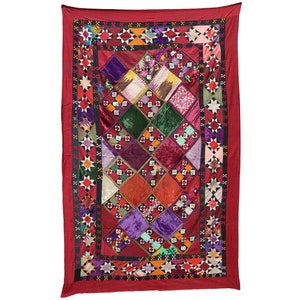 220 x 140 cm Antique Richement Brodé Lakai Broderie Quilts Patchwork Tenture Murale d'Asie Centrale Ouzbékistan Patchwork Afghanistan N° : UZ13