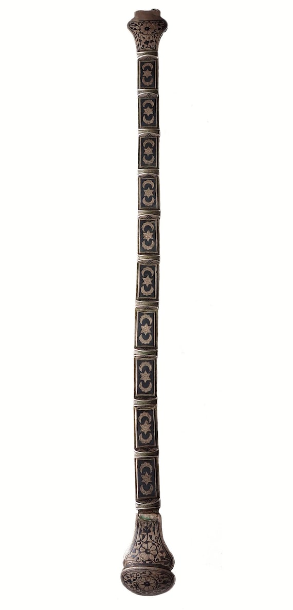 19th Century Armenian Antique Niello Silver Leath… - image 2