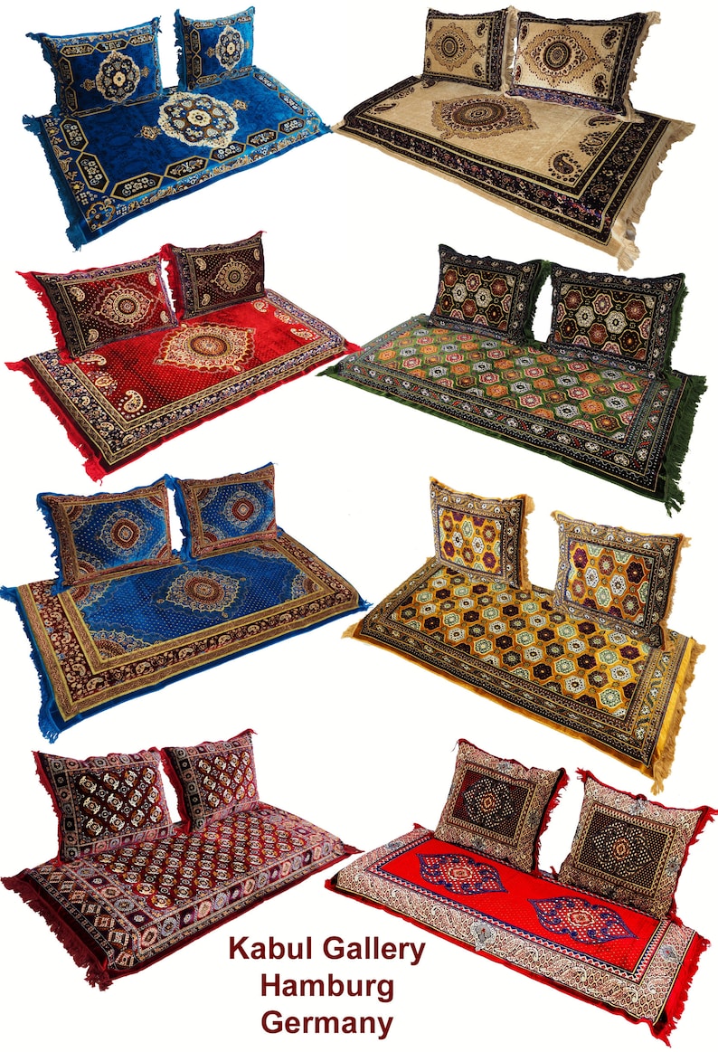19C Set of 3 Pcs 1x Mattress 2x cushions orient Afghan nomad pillow rug seat floor cushion 1001-night Seating majlis Toshak \u062a\u0648\u0634\u06a9