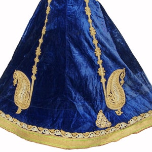 Antique Hazara Womens velvet gown, adorned with couched gold thread. image 6