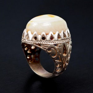 antique handmade Silver eye agate Carnelian stone turkmen statement AQEEQ  ring from Afghanistan No:WL21/13