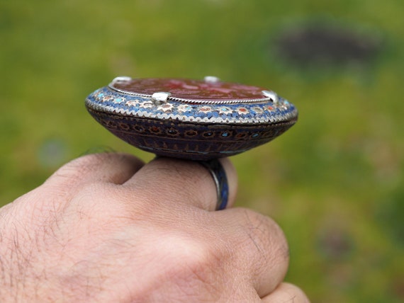 antique enamelled Multan Sindhi Jewellery Ring wi… - image 3