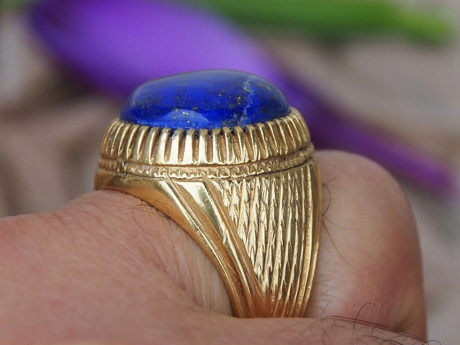 Antique handmade Silver Ring goldplated statement ring from Etsy