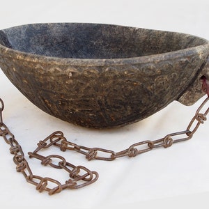 antica ciotola islamica mendicante Kashkul Kashkool Sufi Dervash Soapstone Afghanistan / Pakistan No:1