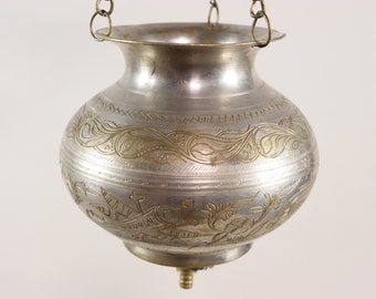 2 litres antique orient laiton Ayurveda Shirodhara front casting front huile de coulée huile thérapie Panchakarma Yoga Dhara Vessel navire Patra -No: 23/5