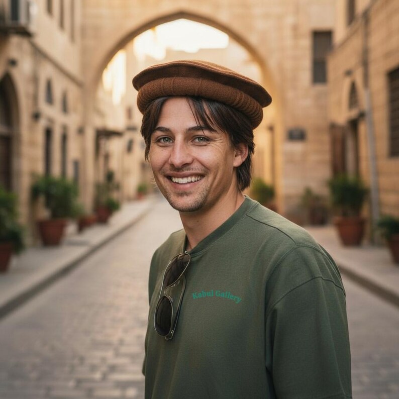 Original Afghan pakol woll cape topped Ethnic dress from afghanistan and pakistan (Grey, Black and Braun) image 13