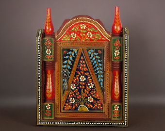 antique-look Hand orient Bohemian Vintage style Key Box, Handmade Key Cabinet key wall holder wood key box Key Hanger  miniature painting