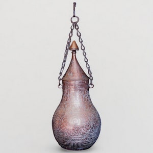 Antique Engraved Large islamic  Copper Ottoman drinking bottle  Bowl, 19th C.