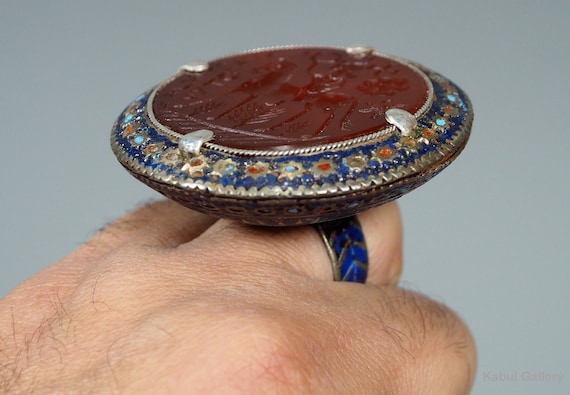 antique enamelled Multan Sindhi Jewellery Ring wi… - image 6