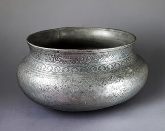 antik Massiv islamische Kupfer verzinnte Kupfer Weinschüssel schale Schüssel gefäß aus Afghanistan  18 / 19. Jh. Tas Nr:18/4