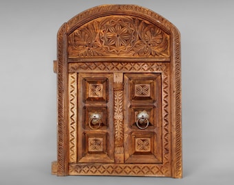antique-look handcarved  orient Bohemian Vintage Handmade  orient solid wood wall decoration in the form of a window  from Afghanistan -16/A