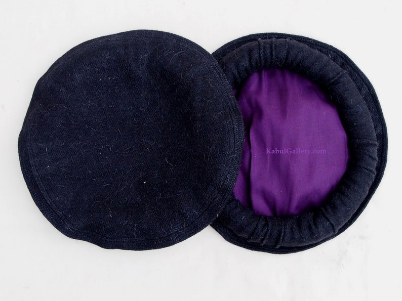 Original Afghan pakol woll cape topped Ethnic dress from afghanistan and pakistan (Grey, Black and Braun) Black