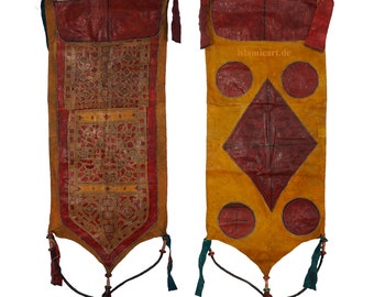 rare antique Touareg Sahara Bédouin énorme sac en cuir décoration murale (L)