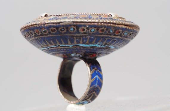 antique enamelled Multan Sindhi Jewellery Ring wi… - image 4