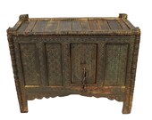 antique 19th century orient vintage wooden nomadic yurt treasure Dowry Chest from Afghanistan turkmenistan No 22 4