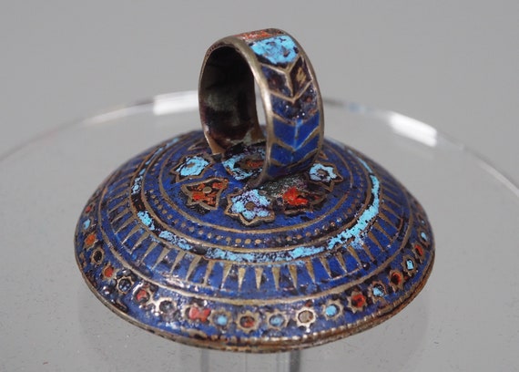 antique enamelled Multan Sindhi Jewellery Ring wi… - image 5