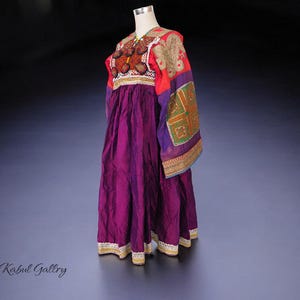 antique hand embroidered nomadic Kuchi Ethnic purple silk wedding dress from Afghanistan No-21/9