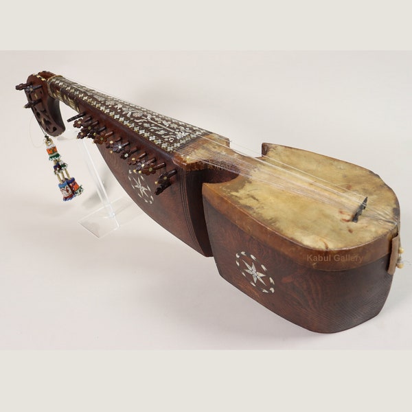 antique original traditional folk musical instrument Afghanistan Rubab rabab rabab mother of pearl inlay 23/B