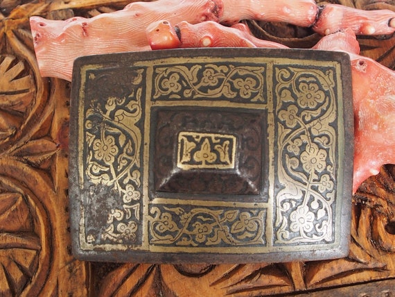 Antique Engraved Large islamic Afghan belt buckle… - image 5