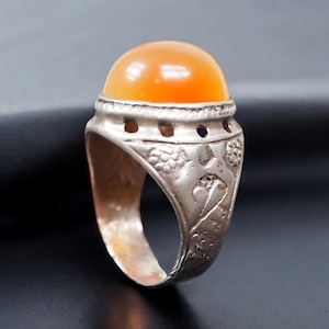 antique handmade Silver Carnelian stone turkmen statement AQEEQ  ring from Afghanistan No:WL21/20