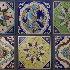 vintage seltener handgefertigt islamische orientalische Glasierte Ton Fliesen Töpfer Fliesen Keramik Fliese kacheln Bodenfliesen Wandfliesen Bild 1