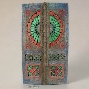 antique orient solid wood handmade and hand carved stained glass door double wing door room door from Swat valley in northern Pakistan 23/B