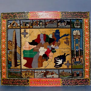 135x110 cm tapete oriental afegão mapa super fino qualidade seda afeganistão tapete oriental de seda com moldura de madeira (xl)
