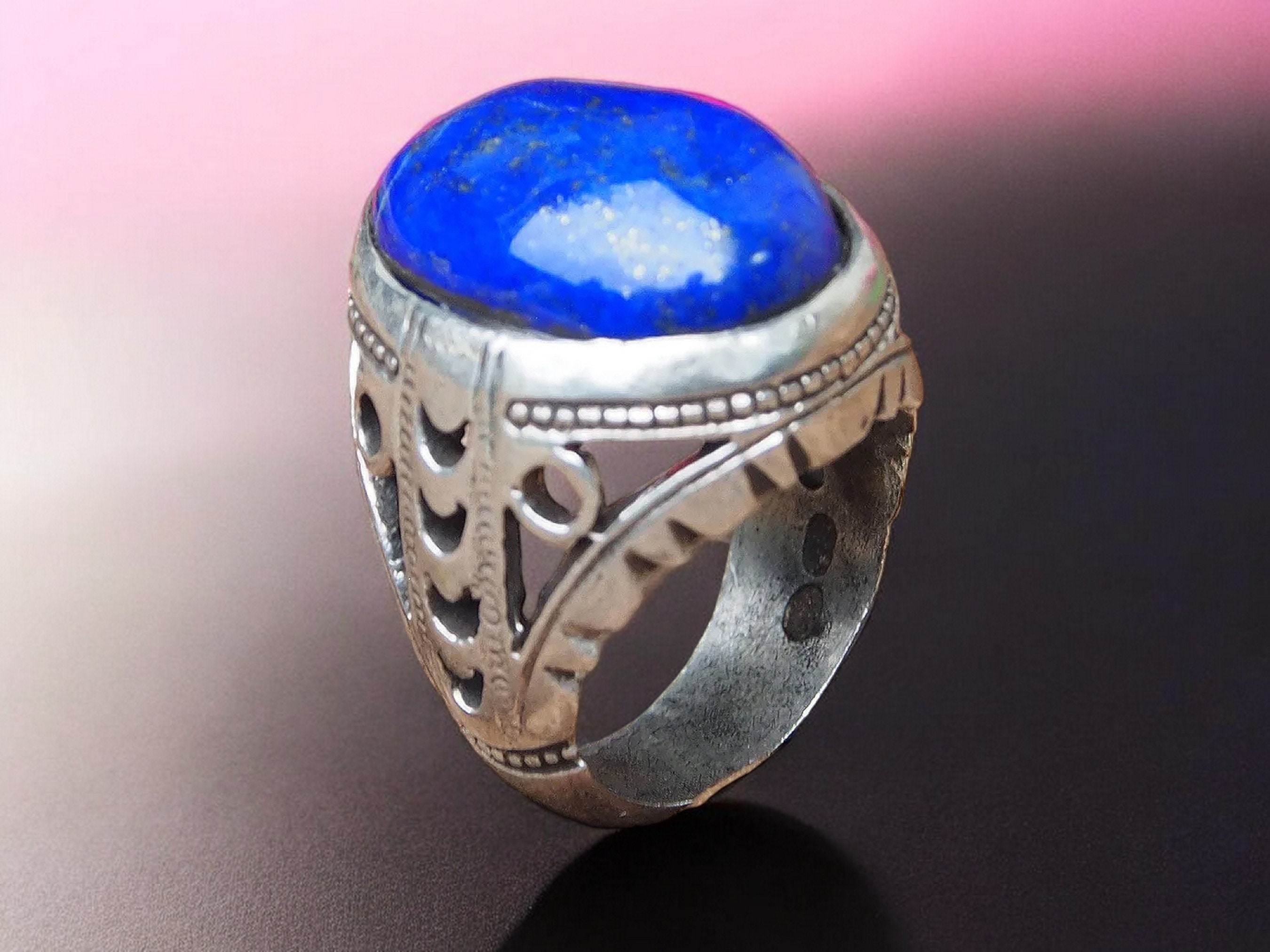 アンティーク オリエンタル ソリッド シルバー リング ラピスラズリ