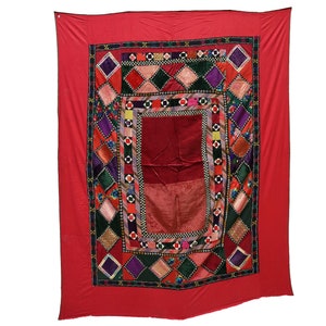 210 x 160 cm Antique Richement Brodé Lakai Broderie Quilts Patchwork Tenture Murale d'Asie Centrale Ouzbékistan Patchwork Afghanistan N° : UZ31
