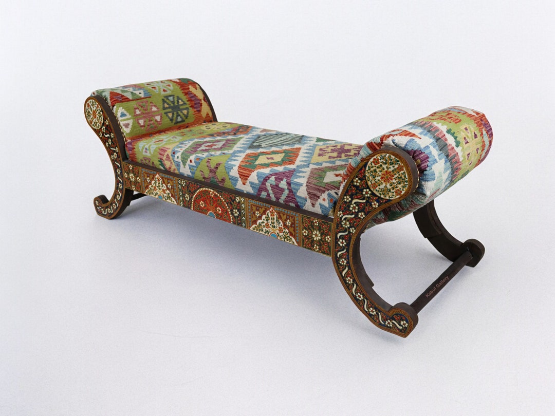 Vintage Sofa Upholstered in an Afghan Kilim Bank 3 Seater Couch Chair ...