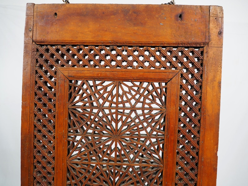 Antique islamic vintage carved wooden wall decoration window mashrabiya Screen Afghanistan Pakistan No:20AFG