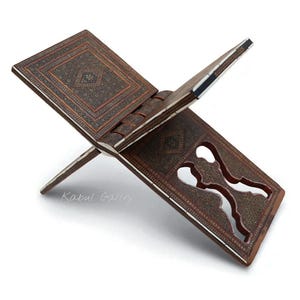 Antique handmade Islamic Khatam Kari Qur&#39;an stand  wood Inlaid Qur&#39;an Koran Stand 19th C