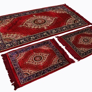 3er Set 1x Sitzkissen 2 Kissen handgefertigt sitzkissen Teppich Orient Sitzecke majlis Sofa Bodenkissen Sitzgruppe Afghan Toshak توشک Rot21 without filling