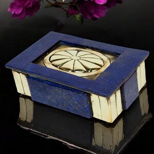 Extravagant Royal blau echt Lapis lazuli büchse Schmuck Dose schatulle mit  messing 18/1