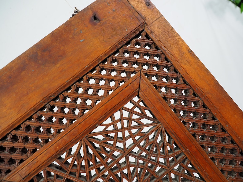 Antique islamic vintage carved wooden wall decoration window mashrabiya Screen Afghanistan Pakistan No:20AFG