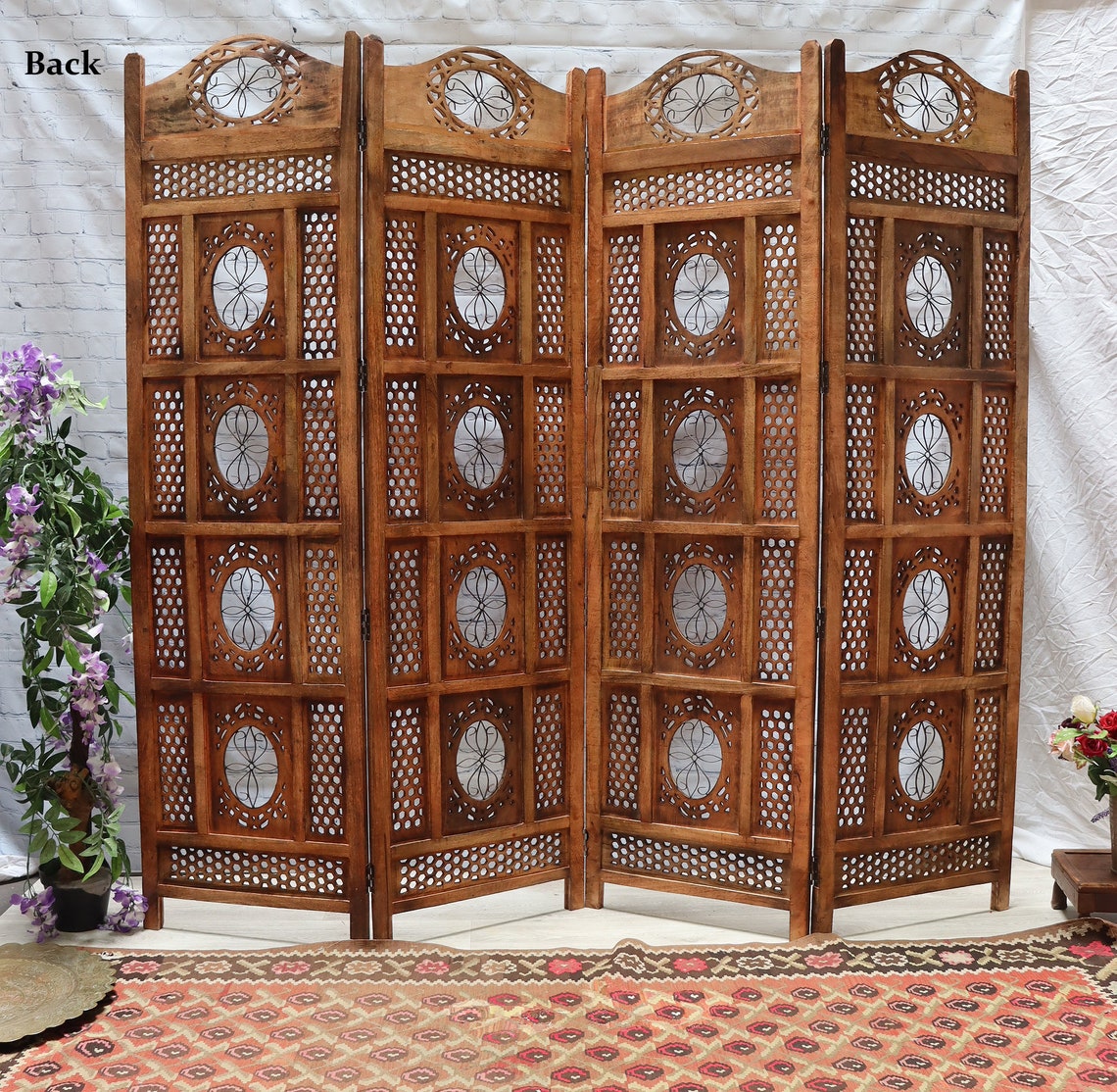 Orient Vintage Wooden Screen Room Divider Partition Etsy